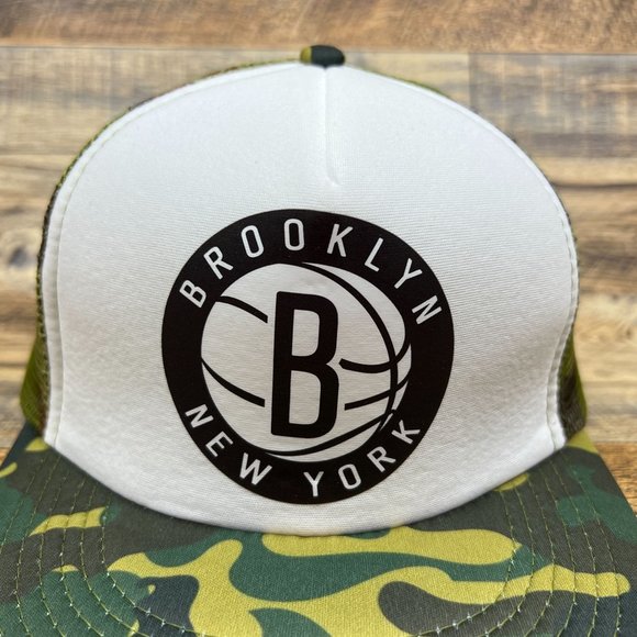 Retro Brooklyn Nets Mens Trucker Hat Camo Snapback NBA Basketball Mesh Ball Cap - Picture 2 of 7